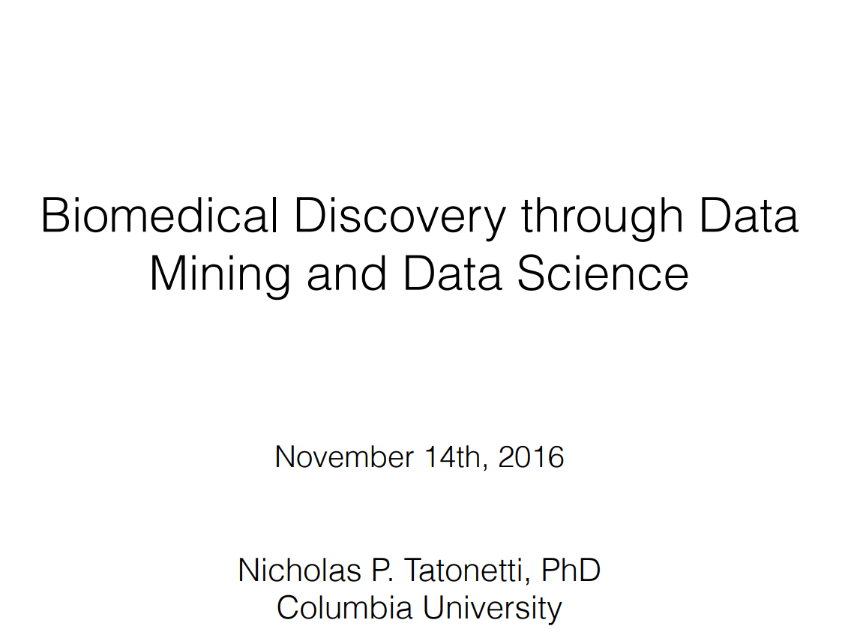 Biomedical Discovery Through Data Mining and Data Science